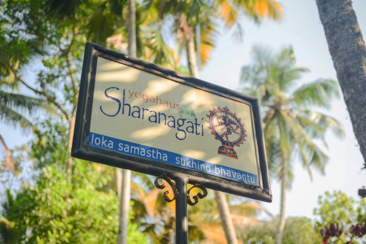 Out side sign of Sharanagati Yogahaus, Thiruvambadi Road, Varkala