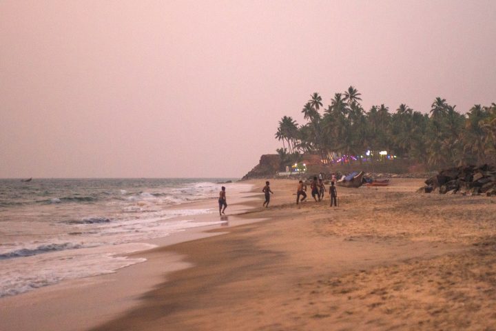 Night view of beach and Varkala cliff